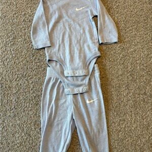 Nike Light Blue Long-Sleeve Bodysuit and Pants Set